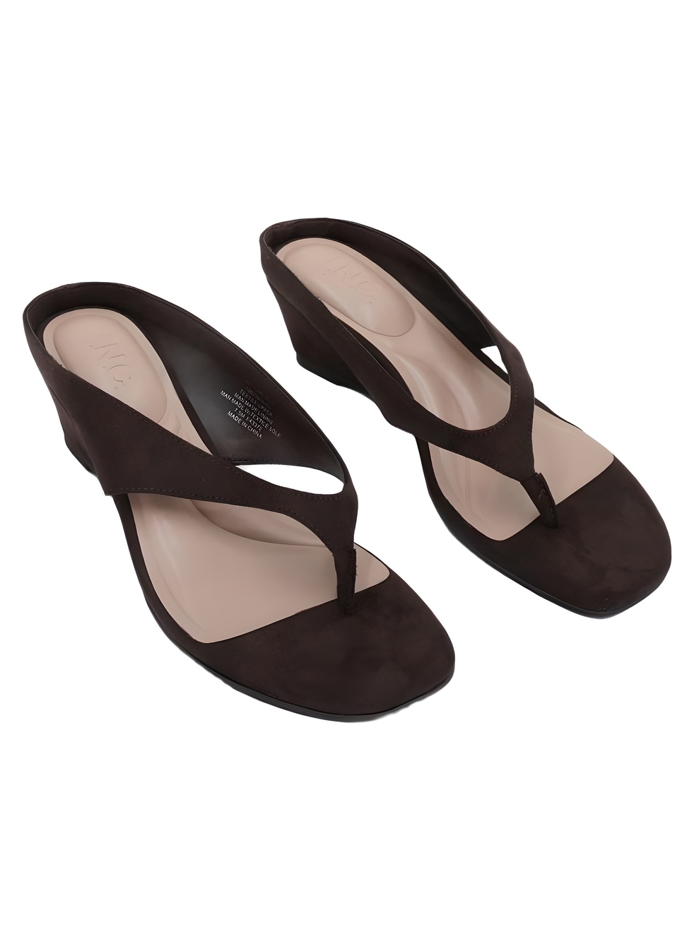 INC International Concepts Carliee Brown Thong 3" Wedge Sandals Size 7.5M